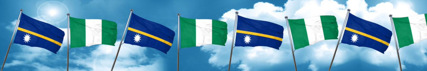 Fototapeta na wymiar Nauru flag with Nigeria flag, 3D rendering