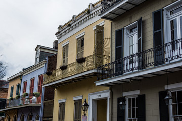 Fototapeta na wymiar Downtown French Quarters in New Orleans, Louisiana on a Cloudy D
