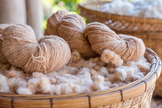 Handmade yarn from the cotton flower