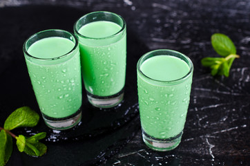 Green creamy liquid