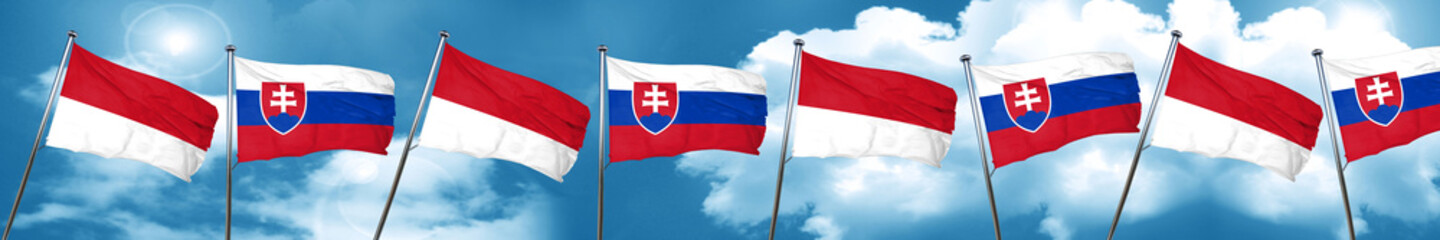 monaco flag with Slovakia flag, 3D rendering
