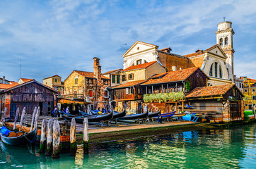 Fototapeta na wymiar Gondolas being built and repaired in Venice