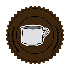 color round frame with porcelain cup vector illustration