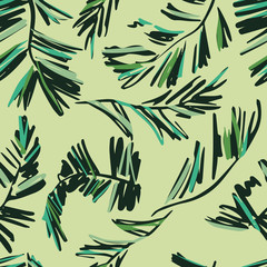 Seamless pattern of palms leaves