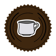 color round frame with porcelain cup vector illustration