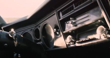 Dashboard of Vintage Moving Car