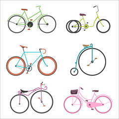 Hipster bicycle flat vector illustration.