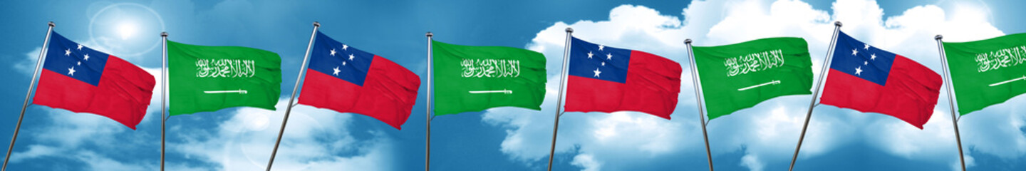 Samoa flag with Saudi Arabia flag, 3D rendering