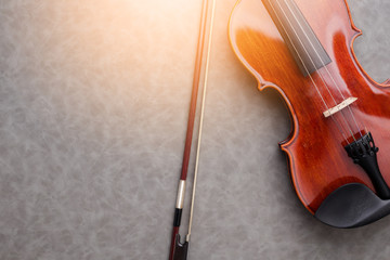 violin on grey background with free copyspace for your ideas tex