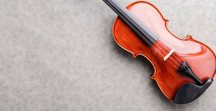 violin on grey background with free copyspace for your ideas tex
