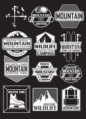 icons, logos, ski resort, snowboarding, skating, mountain.