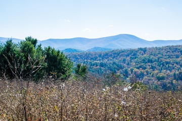 Skyline of The Blue Ridge Mountains in Virginia at Shenandoah Na