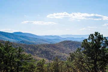 Skyline of The Blue Ridge Mountains in Virginia at Shenandoah Na