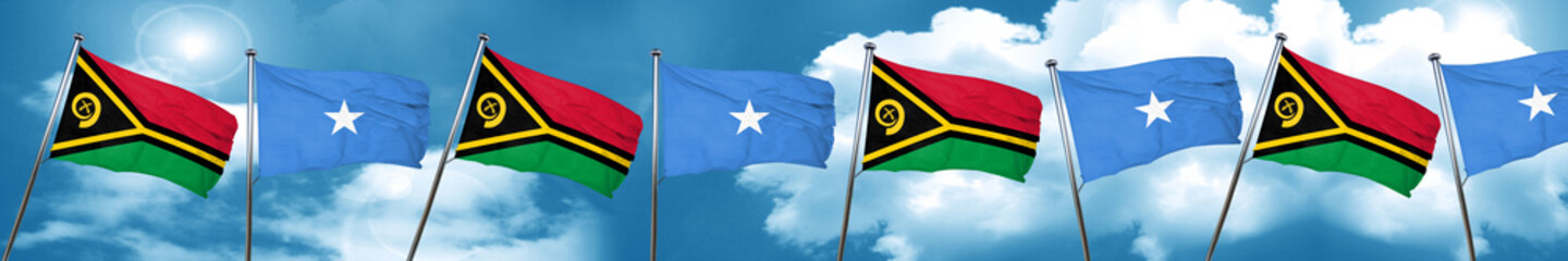 Vanatu flag with Somalia flag, 3D rendering