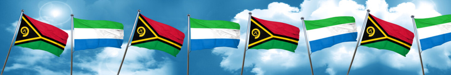 Vanatu flag with Sierra Leone flag, 3D rendering