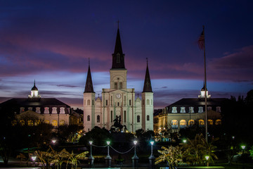 Fototapeta na wymiar St. Louis Cathedral in Jackson Square in New Orleans, Louisiana