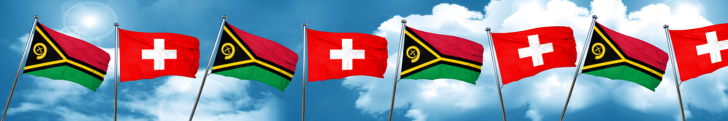 Vanatu flag with Switzerland flag, 3D rendering