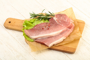 Raw pork steak