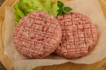 Raw burger cutlet