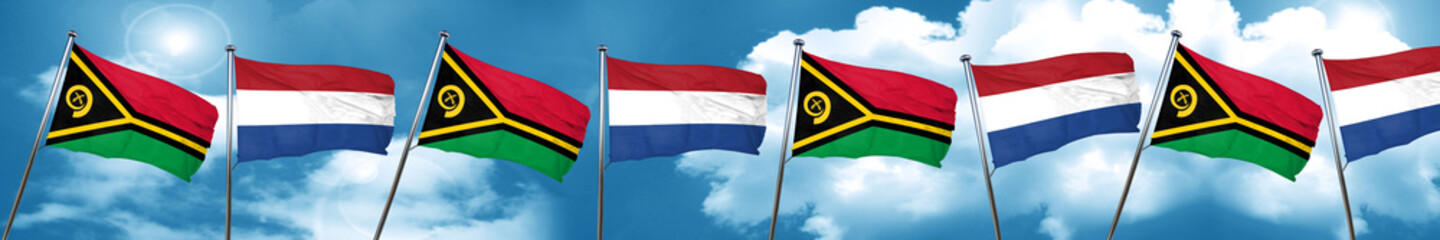 Vanatu flag with Netherlands flag, 3D rendering