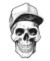 Merry skull in baseball cap