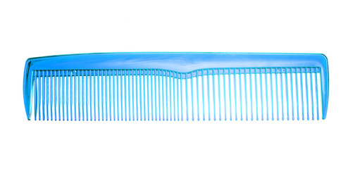 Blue transparent plastic comb isolated on white background