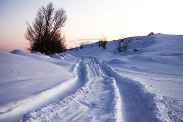 Car road winter.