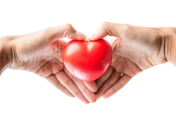 woman hands giving red heart