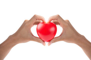 Fototapeta premium woman hands giving red heart