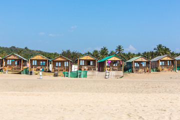 Beach cottages in Agonda beach, Goa, India