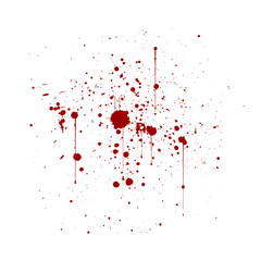 Abstract artistic paint splashes and blots in red and white. Ink