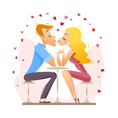 Vector flat portrait of young loving couple