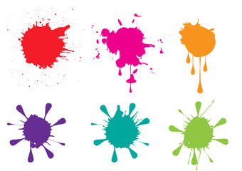 Colorful paint splatters  set Vector illustration