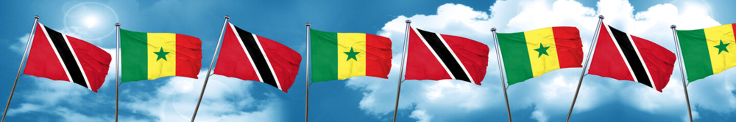 Fototapeta na wymiar Trinidad and tobago flag with Senegal flag, 3D rendering