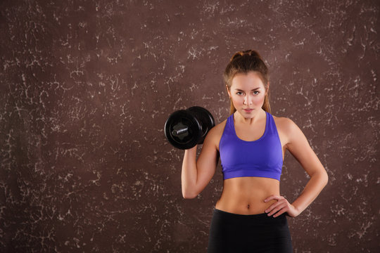 Fitness healthcare and dieting concept, sporty woman with barbell