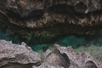 Pictersque billabong with azure water in Indian ocean, Bali, Ondonesia