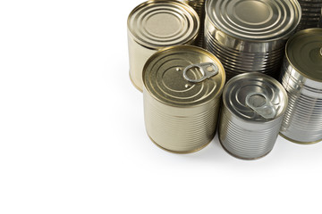 metal cans on a white background.
