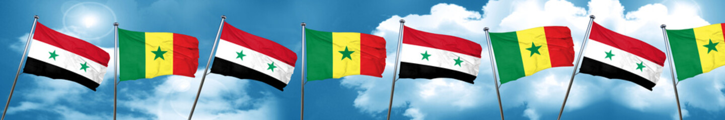 Naklejka na ściany i meble Syria flag with Senegal flag, 3D rendering