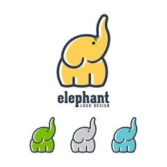 Simple Modern Abstract Elephant Vector Logo Design Outline