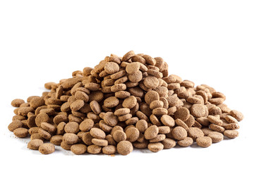 dry dog food isolated on white background