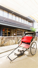 Obraz premium Japanese rickshaw for tourists on Miyajima Island , Hiroshima ,
