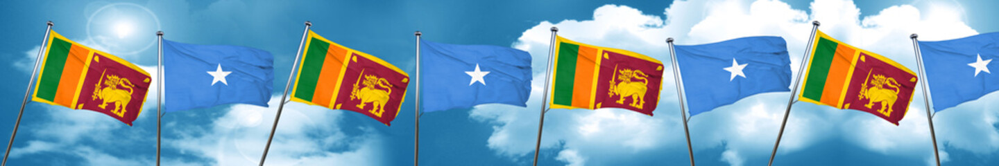 Sri lanka flag with Somalia flag, 3D rendering