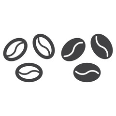 Coffee beans line and solid icon, outline and filled vector sign, linear and full pictogram isolated on white. Symbol, logo illustration