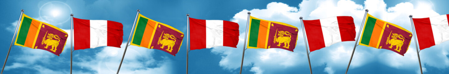 Sri lanka flag with Peru flag, 3D rendering