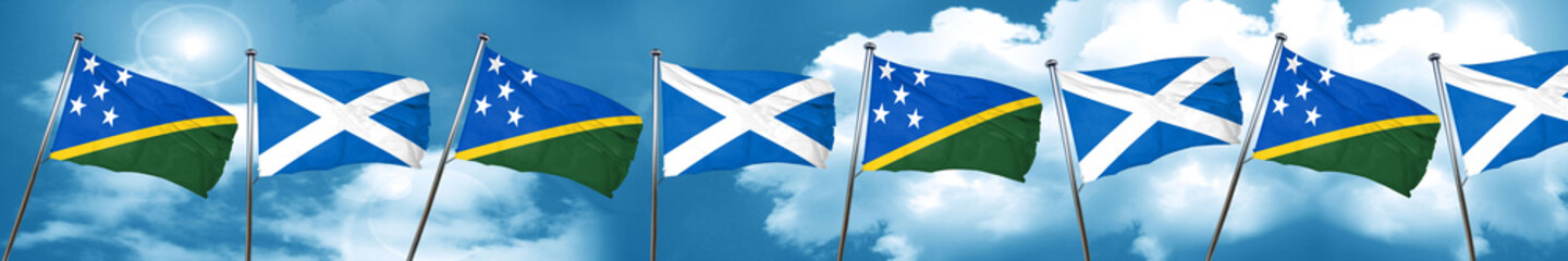 Solomon islands flag with Scotland flag, 3D rendering