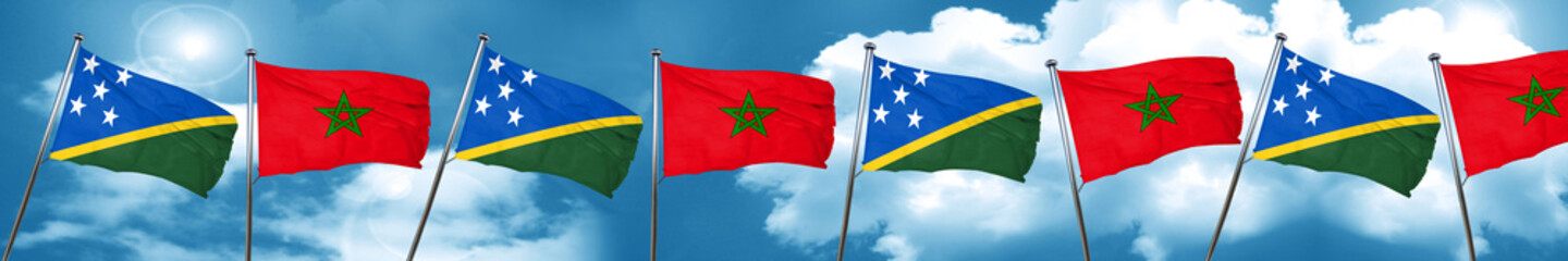 Solomon islands flag with Morocco flag, 3D rendering