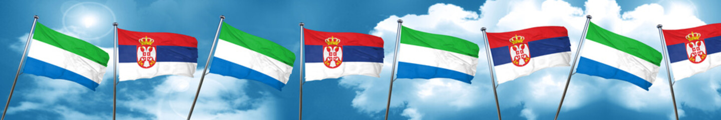 Sierra Leone flag with Serbia flag, 3D rendering