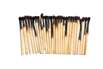 Matches isolated on white background. Closeup shot.