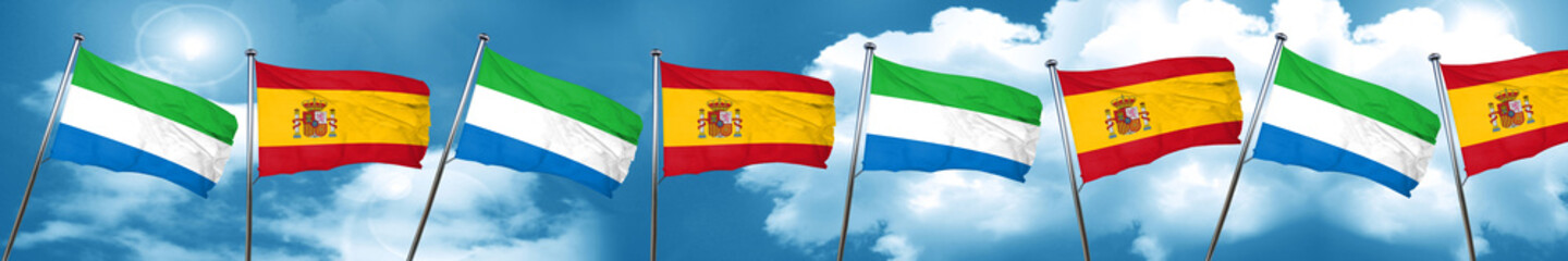 Sierra Leone flag with Spain flag, 3D rendering
