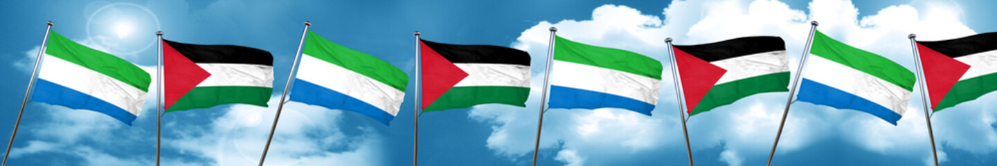 Sierra Leone flag with Palestine flag, 3D rendering